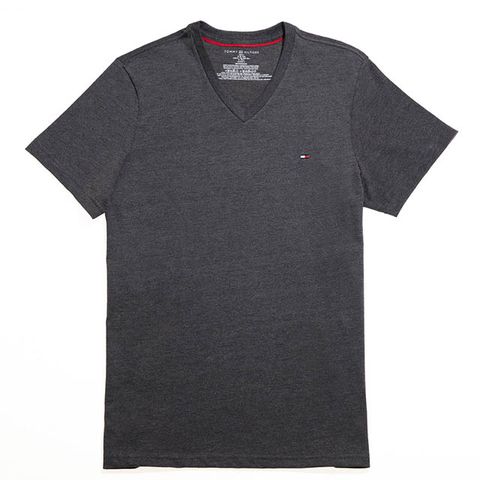 Tommy Hilfiger 小 LOGO素色V領T恤 (鐵灰色) 09T3211