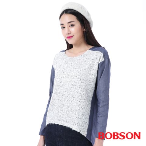 BOBSON 女款異素材寬鬆版上衣 (35088-01)