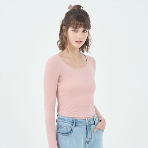 GIORDANO 女裝G-Warmer彈力圓領極暖衣-15 石蕊粉紅