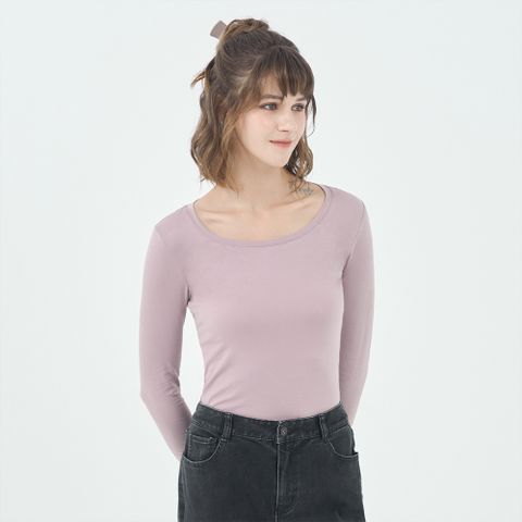 GIORDANO 女裝G-Warmer彈力圓領極暖衣-16 超凡紫