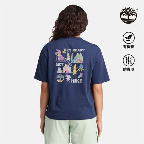 Timberland 女款深藍色背後圖案短袖T恤|A67ZF451
