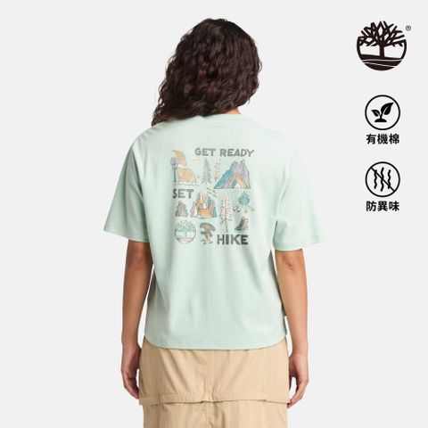 Timberland 女款薄荷綠背後圖案短袖T恤|A67ZFENE