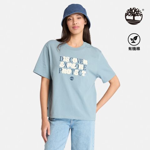 Timberland 女款藍綠色圖案短袖T恤|A67YH758