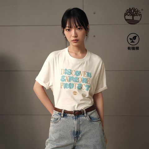 Timberland 女款白色圖案短袖T恤|A67YHCM9
