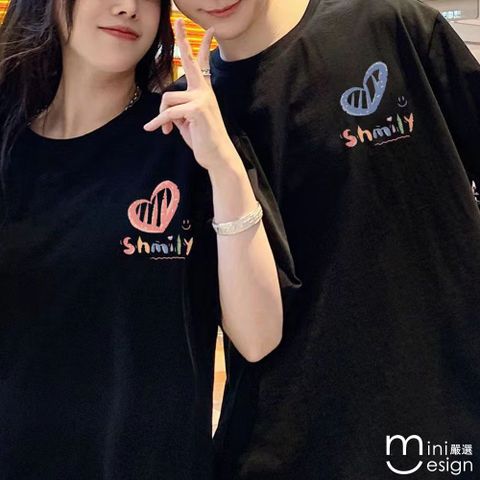 【Mini嚴選】塗鴉愛心情侶裝 情侶T 情人節 兩色