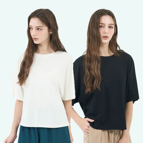 GIORDANO 女裝 落肩寬版 短袖上衣 (多色任選)