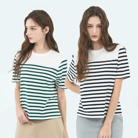 GIORDANO 女裝 條紋短袖上衣 (多色任選)