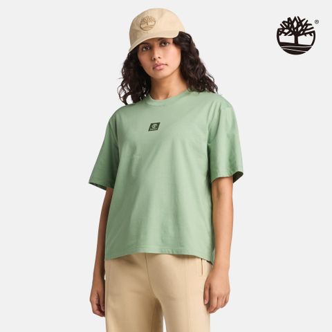 Timberland 女款淺綠色LOGO短袖T恤|A5RZXEC6
