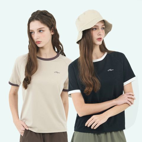 GIORDANO 女裝 撞色圓領短袖上衣 (多色任選)