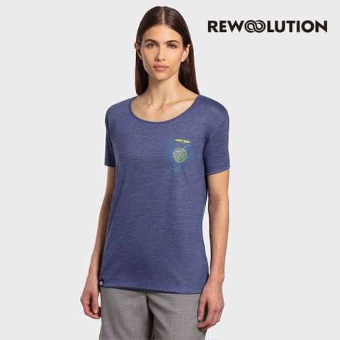 【Rewoolution】女 HEART 140g短袖印花T恤(薰衣草紫)-羊毛衣 輕量快乾 印花圓領 T恤|REDB1WC514