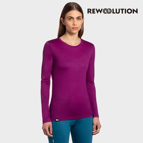 【REWOOLUTION】女BERRY 140g長袖T恤 (黑色)-吸濕排汗 羊毛衣 T恤 登山必備|REDB1WC711