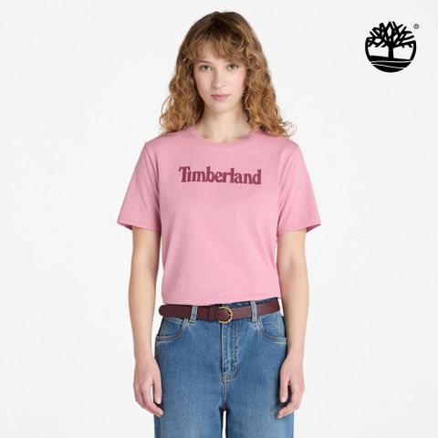 Timberland 女款桃粉色休閒短袖T恤|A6AZPEYV