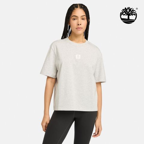 Timberland 女款淺灰色寬版LOGO短袖T恤|A5RZXEK3