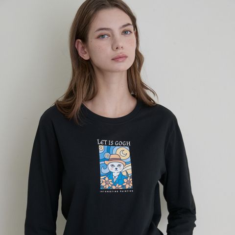 GIORDANO 女裝 名畫印花長袖上衣 (多色任選)