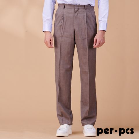 【per-pcs】優雅英倫復古打摺西褲_咖啡(898243)