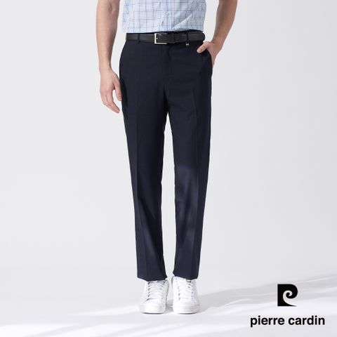 【pierre cardin 皮爾卡登】男款 微彈性暗紋平口舒適長褲-丈青色 (5247850-38)