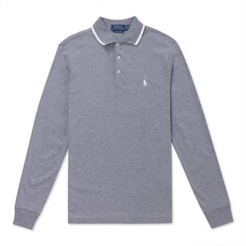 Polo Ralph Lauren RL 熱銷刺繡小馬長袖Polo衫-灰色(PIMA棉)