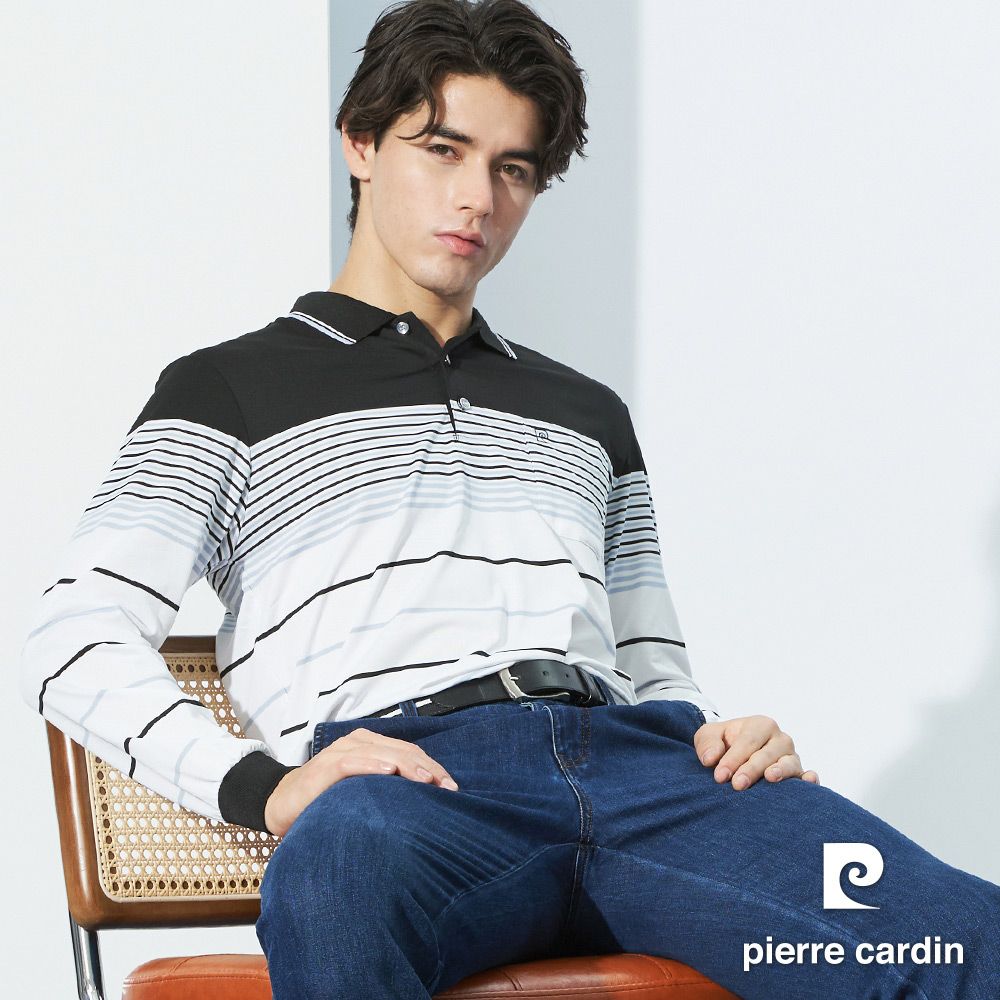 Pierre Cardin 皮爾卡登 男款 吸濕排汗棉質彈性混紡薄長袖POLO衫 (7225/7235/7245多款任選)