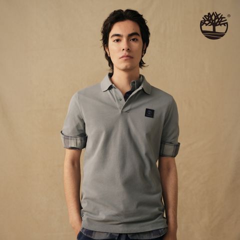 Timberland 中性藍綠色編織徽章短袖Polo衫|A4395758