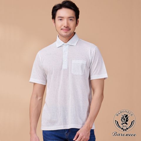 【BARONECE】清新淡雅吸濕排汗短袖POLO衫_淺藍(222382-72)