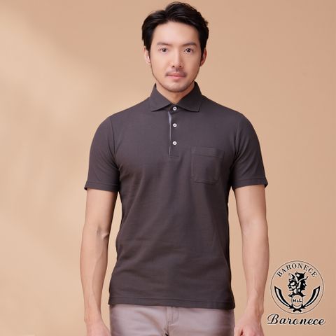 【BARONECE】簡約俐落素色排汗短袖POLO衫_深灰(323801-04)
