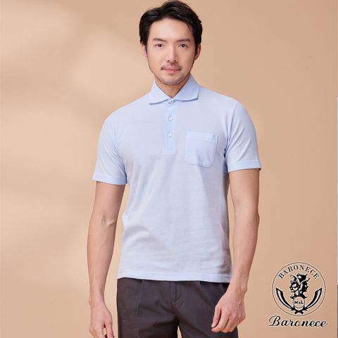 【BARONECE】簡潔大方素色網眼短袖POLO衫_藍(423805-72)