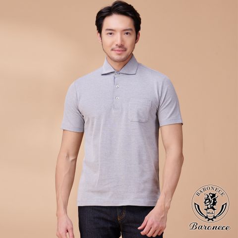 【BARONECE】簡潔大方素色網眼短袖POLO衫_灰(423805-74)