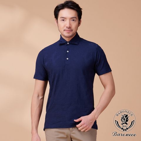 【BARONECE】低調細膩輕奢感短袖POLO衫_藍(423861-75)