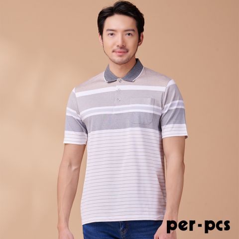【per-pcs】溫暖柔感配色短袖POLO衫(723511)