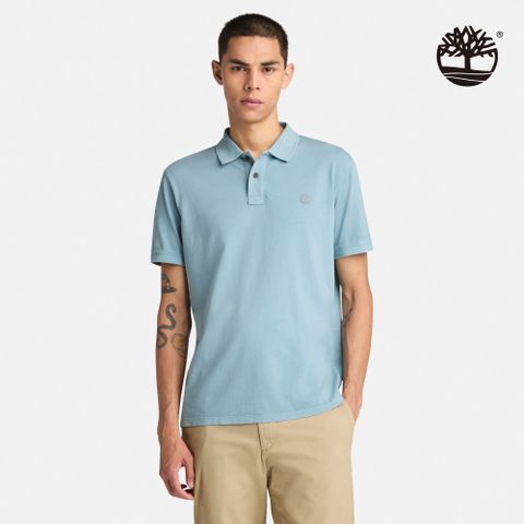 Timberland 男款藍綠色休閒短袖Polo衫|A6R29758