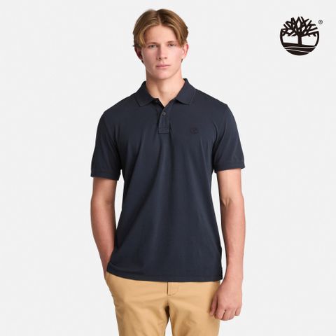 Timberland 男款深寶石藍休閒短袖Polo衫|A6R29433