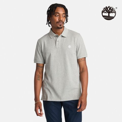 Timberland 男款灰色休閒短袖Polo衫|A24H2V91