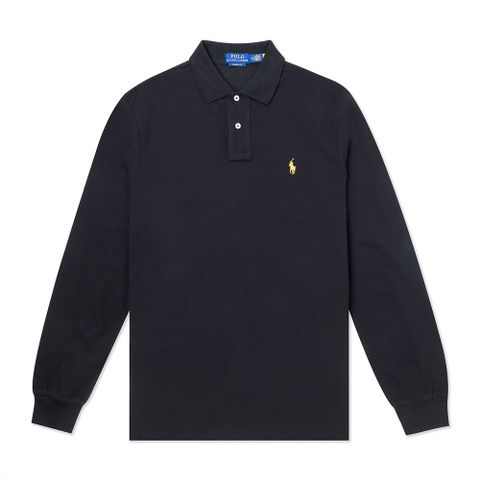 Polo Ralph Lauren RL 熱銷刺繡小馬長袖Polo衫-黑色