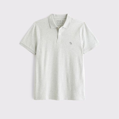 Abercrombie & Fitch AF 麋鹿 A&F 熱銷刺繡麋鹿短袖Polo衫-灰色
