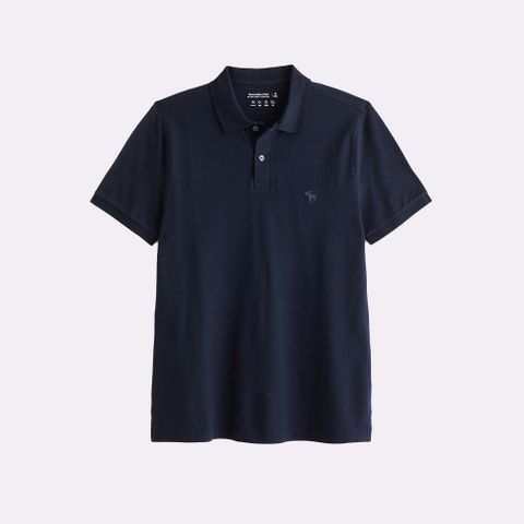 Abercrombie & Fitch AF 麋鹿 A&F 熱銷刺繡麋鹿短袖Polo衫-深藍色