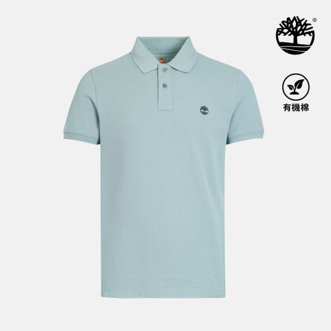 Timberland 男款藍銀色合身短袖POLO衫|A2EPMEYM