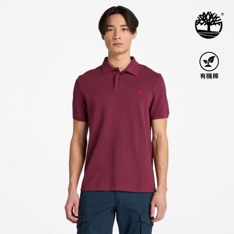 Timberland 男款酒紅色休閒短袖POLO衫|A24H2648