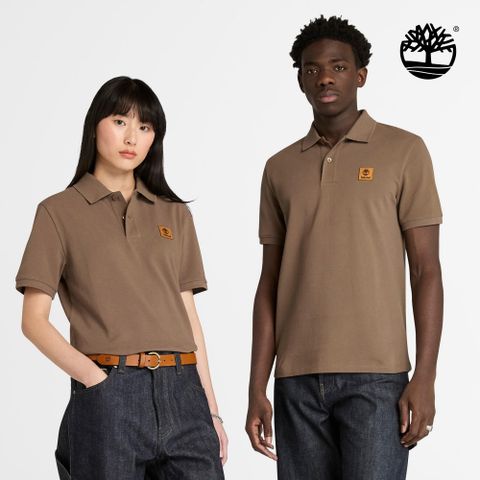 Timberland 中性咖啡色編織徽章短袖Polo衫|A4395BK0