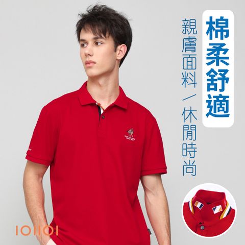 歐洲貴族 男裝 短袖刺繡POLO衫 特色翻領 棉POLO 紅色 25563550