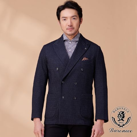 【BARONECE】日式優雅品味紳士雙排休閒獵裝_藍(240212-10)