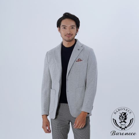 【BARONECE】簡約山形紋保暖休閒獵裝_灰(420202-03)