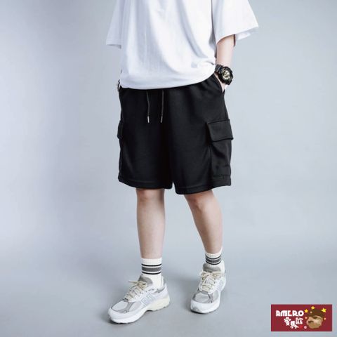 【AMERO】男女裝 氣紡雙口袋棉短褲 透氣 輕盈柔軟 情侶裝