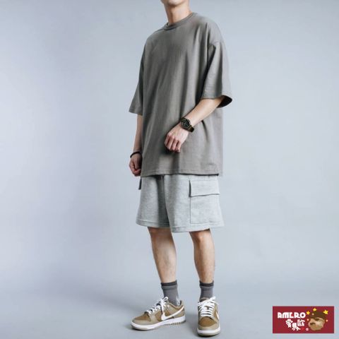 【AMERO】男女裝 氣紡雙口袋棉短褲 透氣 輕盈柔軟 情侶裝