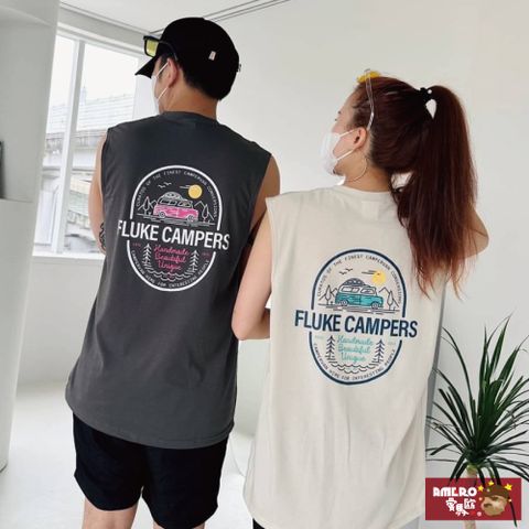 【AMERO】男裝 女裝 圓領 寬肩背心 無袖 旅行度假印花 寬鬆 情侶裝
