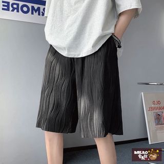 【AMERO】男裝 女裝 立體水波紋短褲 休閒褲 棉褲 短褲 寬鬆 情侶裝