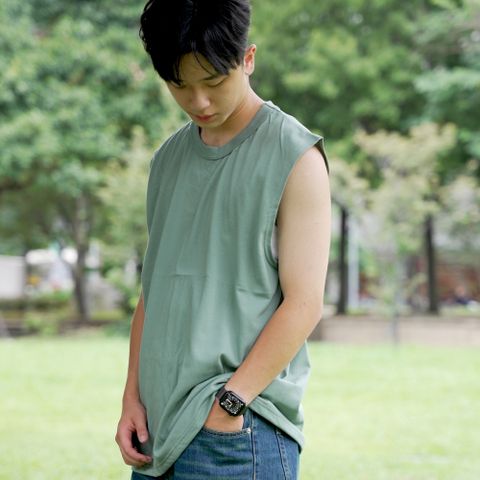 【AMERO】男裝 女裝 寬肩 背心 素色 精梳棉 寬鬆 情侶裝