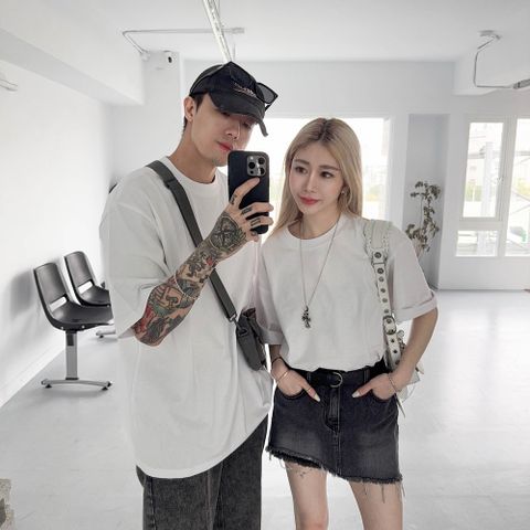 【AMERO】男裝 女裝 短袖寬大素面短T 落肩 情侶裝