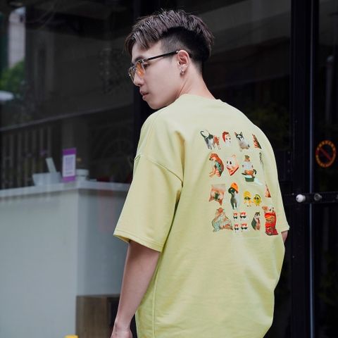 【AMERO】男裝 女裝 短袖圓領Ｔ恤 動物圖案印花 落肩 情侶裝