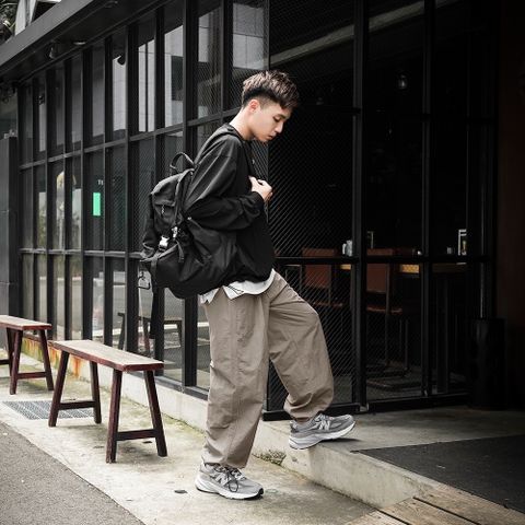 【AMERO】男裝 女裝 防潑水 反光單線 長褲 闊腿 寬版 情侶裝
