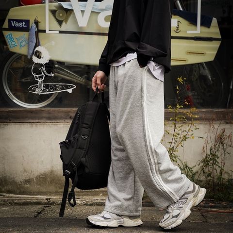 【AMERO】男裝 女裝 雙線基礎棉長褲 情侶裝